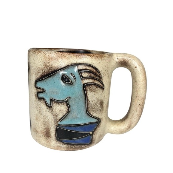 Other - MARA Mexico Stoneware Capricorn Mug‎ Brown & Blue Zodiak Astrology Goat 16 oz